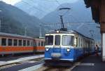 abde-88-mob/482811/ein-abde-88-der-serie-4001-4004 Ein ABDe 8/8 der Serie 4001-4004 wartet im Juli 1983 im Bahnhof Montbovon auf die Weiterfahrt nach Montreux, auf dem Nachbargleis ein Zug der GFM