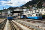 abde-88-mob/503823/mob-zur-zeit-ist-der-bahnhof MOB: Zur Zeit ist der Bahnhof Montreux noch immer die Hochburg der ABDe 8/8 (4001-4004) Triebzüge aus den Jahren 1968, die bald durch neue Fahrzeuge ersetzt werden.
Abstellanlage Montreux mit den ABDe 8/8 4001 'SCHWEIZ' und ABDe 8/8 4003 'BERN' am 19. Juni 2016.
Foto: Walter Ruetsch 