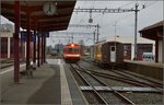 Chemins de fer de Jura (CJ). BDe 4/4 612 schiebt seinen Zug nach Saignelégier. April 2016.
