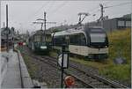 Autour de la voie ferr�e / Rund um die eiserne Bahn (Herbstevent 7./8. Sept. 2024) mit dem herrlich revidierten Be 474 141 der GFM Historique, dem CEV MVR ABeh 2/6 7201 und weit im Hintergrund dem Biniou Dm 2/2 N� 3 der Blonay Chamby Bahn in Blonay. ...