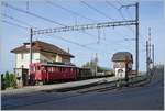 Der Bernina Bahn RhB ABe 4/4 I 35 steht in Chamby abgestellt.