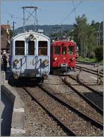 Der Blonay-Chamby MOB BCFe 4/4 11 verdeckt in Blonay den RhB ABe 4/4 35 und zeigt, dass auch ein Dampffestival bei der B-C interessante Motive der elektrischen Traktion bietet.