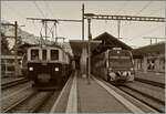125 Jahre MOB - der MOB FZe 6/6 2002 der Blonay Chamby Bahn stehet in Zweisimmen. F�r das Jubil�umsfest organisierte die MOB an diesem Wochenende neben einer Fahrt von Montreux nach Zweisimmen und zur�ck auch einige Pendelfahrten mit dem FZe 6/6 2002 ...