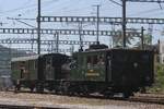UeBB-31, DBB-3 LANGNAU und ein Postwagen treffen am 23 Mai 2026 w�hrend ein Rangiermanoever in Brugg AG ein w�hrend das Pfingstenwochenende der verein Mikado 1244, dass etwa 1 km westlich vons bahnhof
