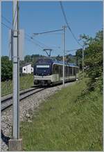 Der MVR ABeh 2/6 7504  VEVEY  zwischen Châtelard VD und Planchamp auf der Fahrt nach Sonzier. 

21. Mai 2020