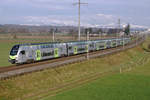 BLS RABe 515  MUTZ seit dem Fahrplanwechsel 2020 als RE Olten-Bern unterwegs.
Die Aufnahme ist bei Bollodingen entstanden am 8. Januar 2021.
Foto: Walter Ruetsch