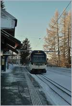 Hinter dem nach Vevey gefahren ABeh 2/6 7503 steht noch der ABeh 2/6 7501  La Chiésaz St-Légier), welcher für Testfahrten auf Les Pléiades weilt und in den Zugspausen jeweils ein