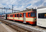 Der Travys Be 4/4 15, ex MBC Be 4/4 15, ex YSteC Be 4/4 - 3 ist am 18.05.2018 beim Bahnhof Yverdon-les-Bains abgestellt.