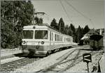 Ein MOB Be 4/4 (Serie 5000) mit ABt im Regionalverkehr beim Halt in Fontanivent auf seiner Fahrt von Montreux nach Les Avants.