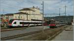 Full-House in Porrentury:S Bahn nach Olten, Regionalzug nach Bonfol und RE nach  Delle.