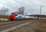 Die an die SBB Cargo International AG vermietete Vectron 193 477- 7  Fulda   (91 80 6193 477-7 D-SIEAG) der LokRoll AG (eingestellt bei Siemens Mobility, München) fährt am 11.03.2021 mit