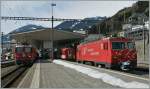 Die MGB HGe 4/4 103 hat ihre Arbeit hiner sich, sie brachte den Regionalzug von Andermatt nach Disentis.