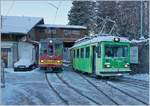 Der BVB Be 2/3 15 besorgt in Villars sur Ollon das Manöver.