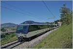 Der zum Aufnahmezeitpunkt erst wenige Tage wieder im Einsatz stehende, revidierte MOB Ast 117 im Panorama Express Einsatz Montreux -Zweisimmen bei Planchamp.