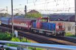 CD 714 029 verschiebt Reisezugwagen in Ceske Budejovice am 21 September 2018.