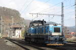 714 202 von Ceske Drahy auf Rangierfahrt im Bahnhof Decin hl.n. am 13.3.24