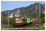 372 008-3 mit ein gemischen Gterzug unterwegs nach Decin in  Kurort Rathen am 24.04.08