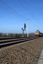 Eine  Kn�delpresse  mit einem leeren Autozug bei B�hla.20.3.2014 11:39 Uhr