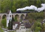 Fahrleitungsst�rung nannte sie die Veranstaltung, um an die Dampfreserve in Olten f�r solche F�lle zu erinnern. Der Klassiker auf dem R�mlinger Viadukt mit Eb 3/5 3819. April 2019.