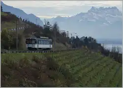 Der MOB Be 4/4 1006 (ex Bipperlisi) ist als Regionalzug 2330 auf der Fahrt von Montreux nach Fontanivent und erreicht bald den Halt Planchamp.