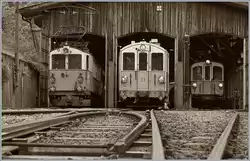 In Chaulin zeigen sich der LLB BCFeh 4/4 10 / ABFe 2/4 10, der MOB BCFe 4/4 11 und der BCFeh 4/4 N° 6.
