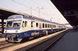 BLS NPZ im Originalanstrich: NPZ 734 der GBS (Gürbetal-Bern-Schwarzenburg Bahn) in Neuchâtel.