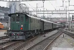 EBT 102 schiebt am 15 Mai 2026 ein Extrazug aus Luzern nach Basel.